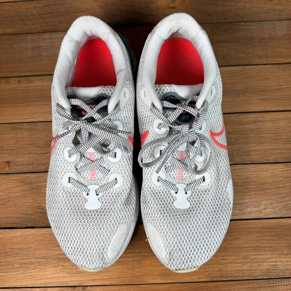 Nike Renew Run CK6360-101 Summit White Crimson Aqua Shoes Women's 9